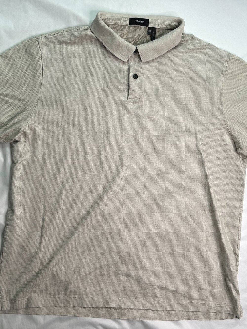Theory Mens Shirt 2XL Polo Standard Micro Dot Print Tan Pima Cotton